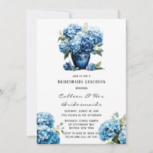 Blue Hydrangea Floral Butterfly Bridesmaiers Mitta Einladung