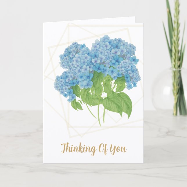 Blue Hydrangea Floral | Custom Thinking of You Car Karte (Vorderseite)