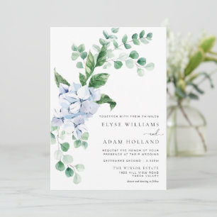 Blue Hydrangea Floral Faire-part de mariage