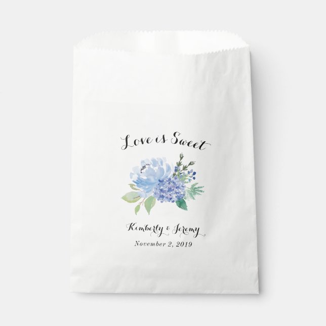 Blue Hydrangea Floral Gastgeschenk Hochzeit Bag Geschenktütchen (Vorderseite)