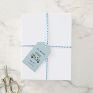 Blue Hydrangea Floral Golf Cart Wedding Favor Tags Geschenkanhänger