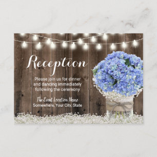 Blue Hydrangea Floral Jar Rustische Hochzeitsempfe Einladung
