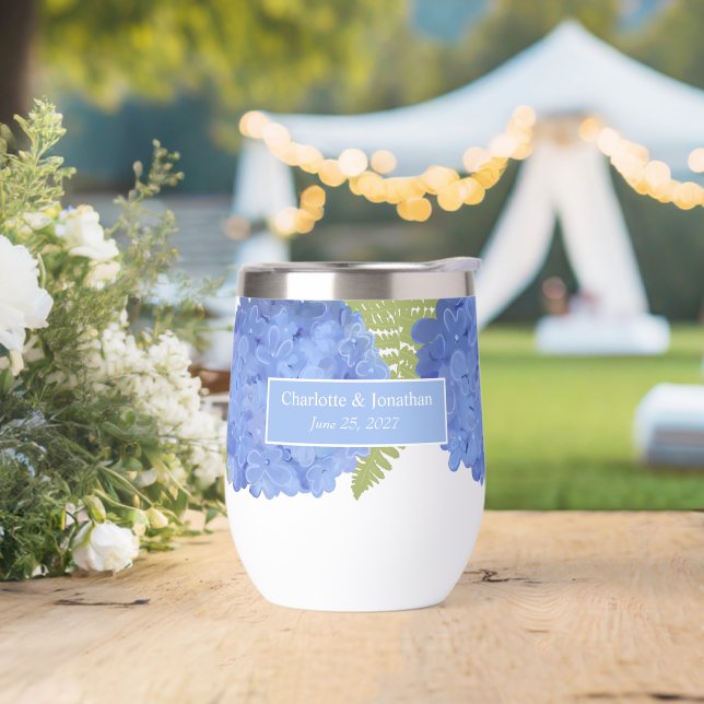 Blue Hydrangea Floral Mariage Noms personnalisés (Extérieur)