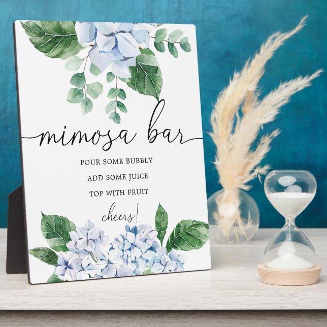 Blue Hydrangea Floral Mimosa Bar Sign Fotoplatte (Seite)