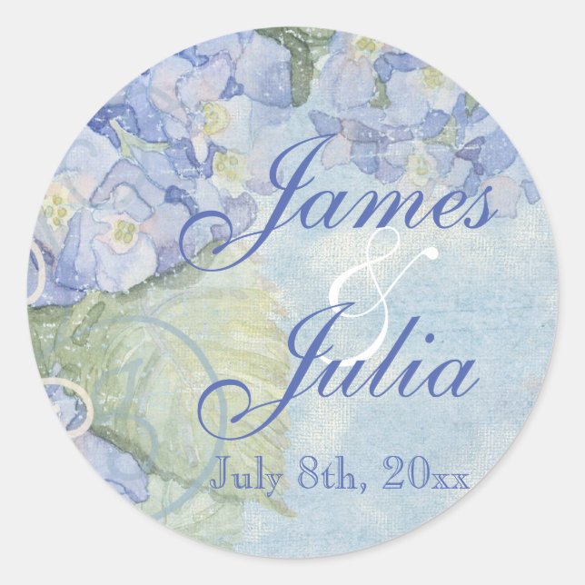 Blue Hydrangea Floral Swirl Favoriser Stickers Cad (Devant)