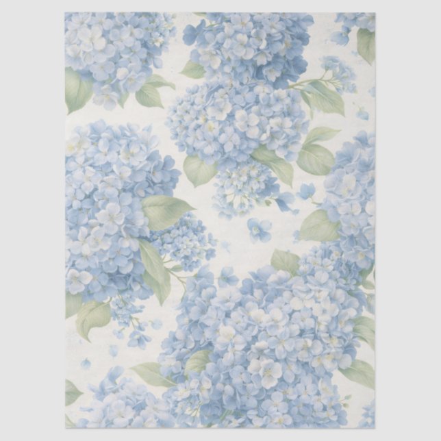 Blue Hydrangea Floral Tissue Paper Seidenpapier (Vorderseite)