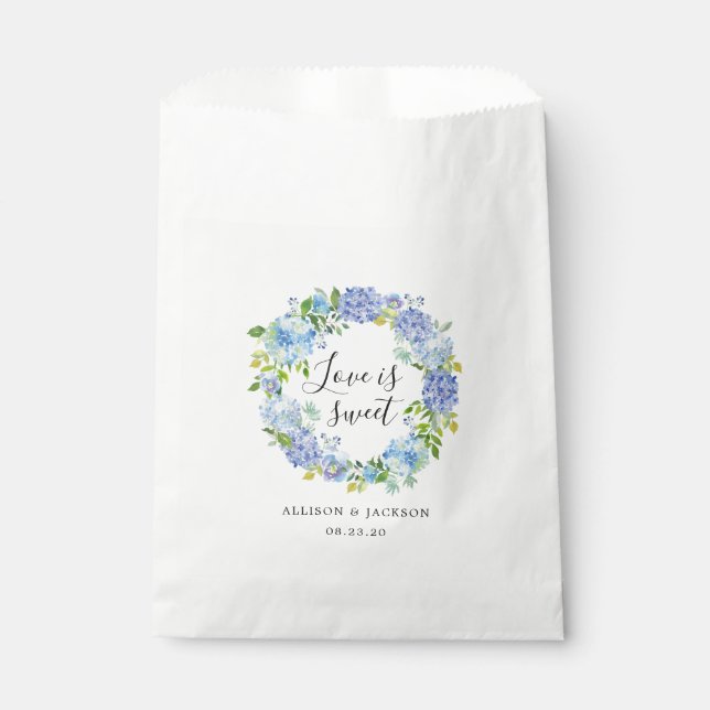 Blue Hydrangea Floral Traite Mariage Favor Sacs (Devant)