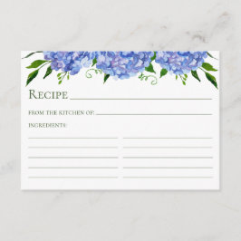 Blue Hydrangea Floral Watercolor Rezept Card Begleitkarte