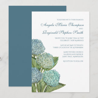Blue Hydrangea Floral Wedding Einladung