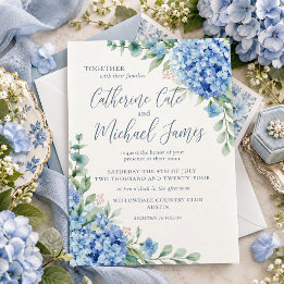 Blue Hydrangea Floral Wedding Einladung