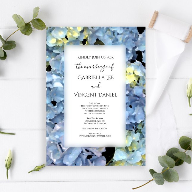 Blue Hydrangea Floral Wedding Einladung (Von Creator hochgeladen)