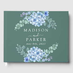 Blue Hydrangea Floral Wedding Gästebuch