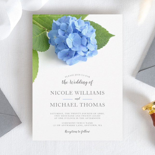 Blue Hydrangea Floral Wedding Invitations (Créateur téléchargé)