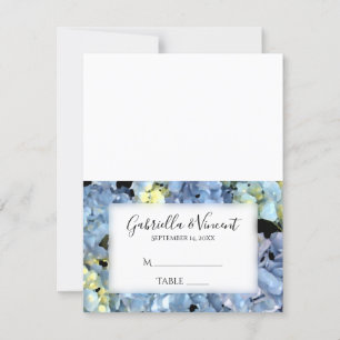 Blue Hydrangea Floral Wedding Reception Platzkarte RSVP Karte