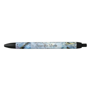 Blue Hydrangea floral Wedding Save the Date Kugelschreiber