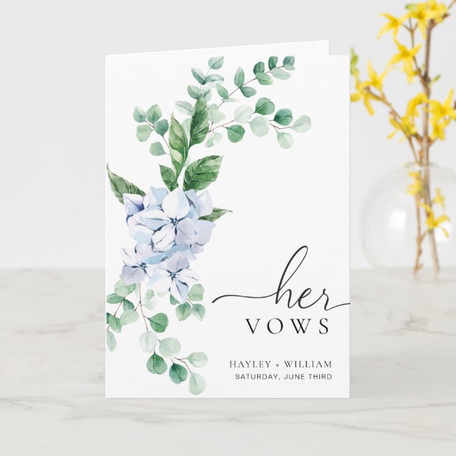 Blue Hydrangea florale Ihre Vows Hochzeitskarte Karte (Gelbe Blume)