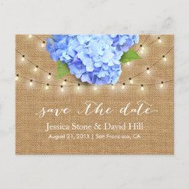 Blue Hydrangea florale rustikale Hochzeit retten d Ankündigungspostkarte