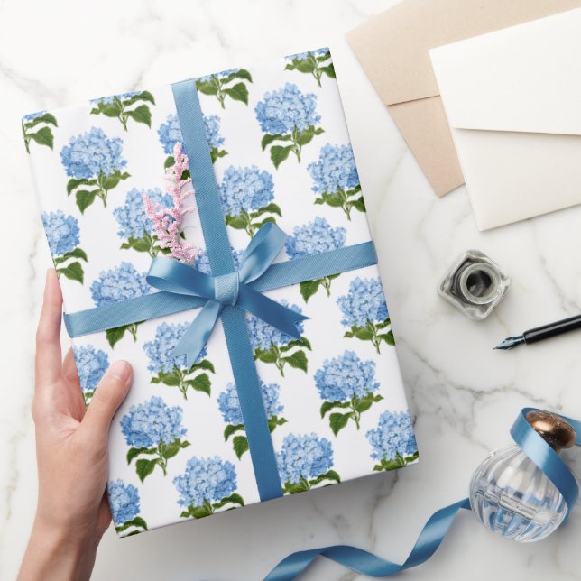 Blue Hydrangea Flower Blossom  Geschenkpapier (Schenken)