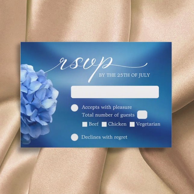 Blue Hydrangea Flower Navy Blue Wedding RSVP (Créateur téléchargé)