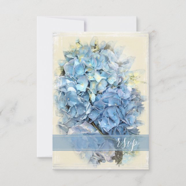 Blue Hydrangea Flower Wedding RSVP (Devant)