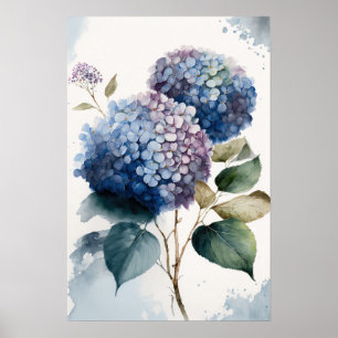 Blue Hydrangea Flowers Art Imprimer Poster