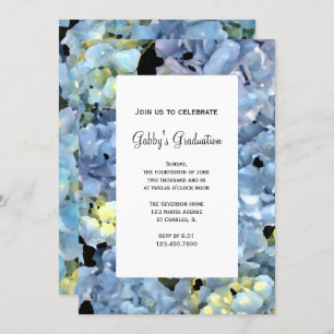 Blue Hydrangea Flowers Graduation Party Invitation