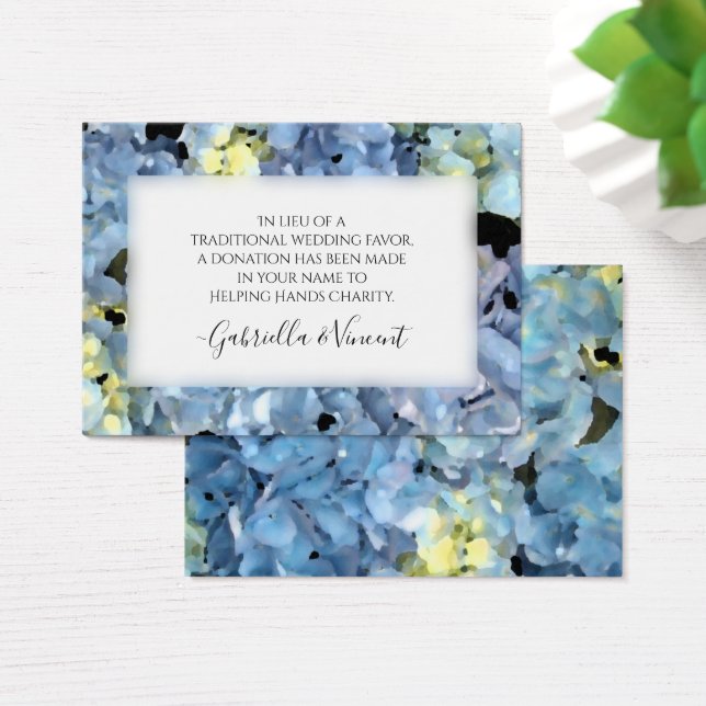 Blue Hydrangea Flowers Mariage Carte de Charité (Bureau)