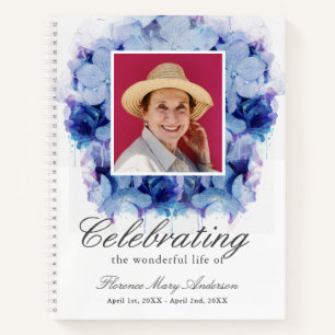 Blue Hydrangea Foto Memorial Funeral Gästebuch Notizbuch