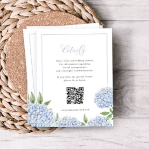 Blue Hydrangea Frame Calligraphy Detail QR Code Begleitkarte