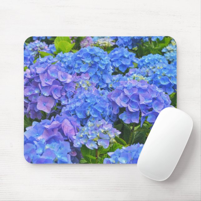 Blue Hydrangea Garden Blume Blumenmousepad Mousepad (Mit Mouse)