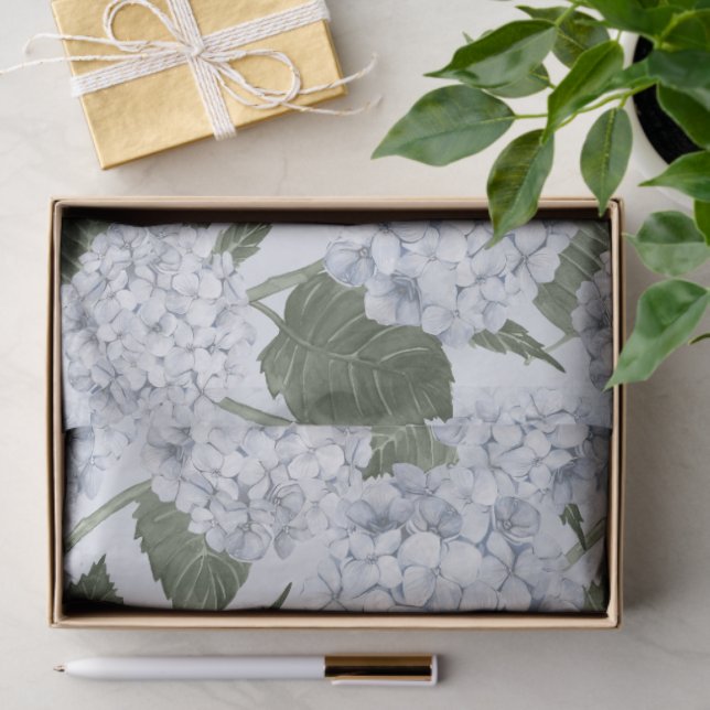 Blue Hydrangea Garden Floral  Seidenpapier (Geschenk)