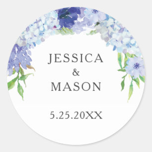 Blue Hydrangea Gastgeschenk Hochzeit Gift Stickers