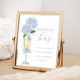 Blue Hydrangea, Gold Mimosa Bar Dusche Poster