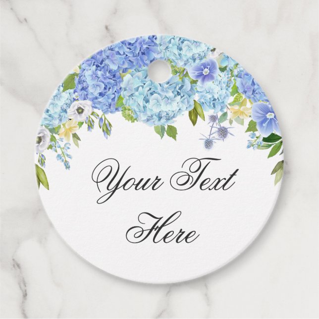 Blue Hydrangea Green Custom Vielen Dank Geschenkanhänger (Vorderseite)