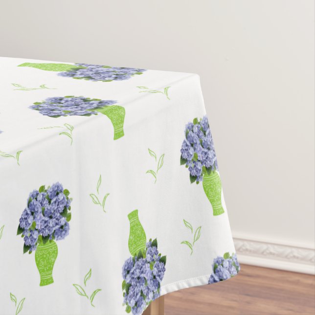  Blue Hydrangea Green Vase Coastal Pattern Tischdecke (Beispiel)
