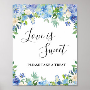 Blue Hydrangea Greenera Wedding Dessert Bar Poster