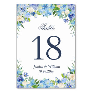 Blue Hydrangea Greeneria Wedding Tischnummer