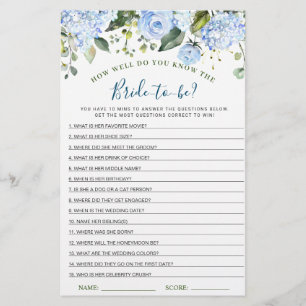 Blue Hydrangea Greenerity Brautparty Game