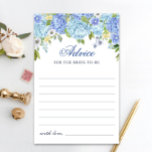 Blue Hydrangea Greenerity Wünsche & Advice Card<br><div class="desc">Genießen Sie Ihr Brautparty mit diesen lustigen Spielen. Personalisieren Sie mit der Braut zu sein Name und Datum der Dusche. Für weitere Anpassungen klicken Sie bitte auf den Link "Weiter anpassen". Wenn Sie Hilfe benötigen,  kontaktieren Sie mich bitte.</div>