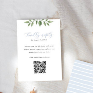 Blue Hydrangea Greenery QR Code Antwort Vertikal