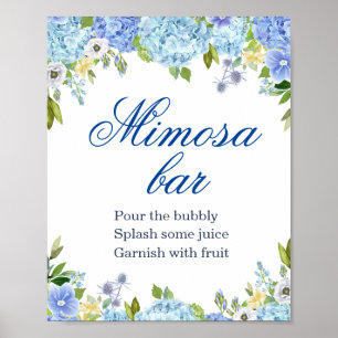 Blue Hydrangea Grüne Mimosa Bar Sign Poster