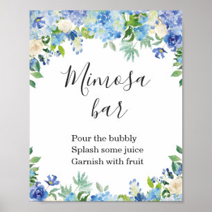 Blue Hydrangea Grüne Mimosa Bar Sign Poster