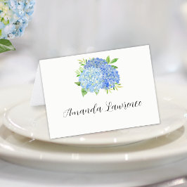 Blue Hydrangea Guest Name Script-Platzkarte Tischnummer