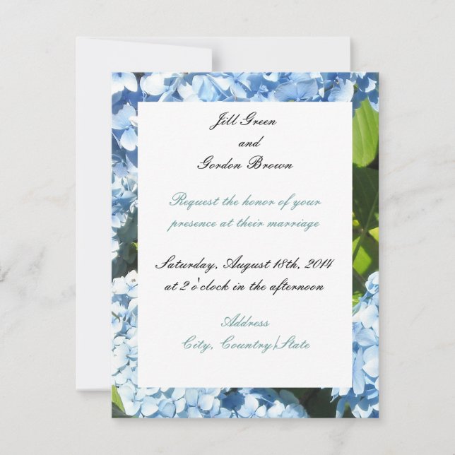 Blue Hydrangea Hochzeitseinladung Einladung (Vorderseite)