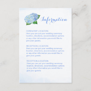 Blue Hydrangea Hochzeitsinformationskarten Begleitkarte