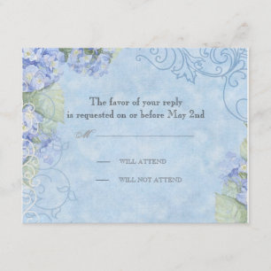 Blue Hydrangea - Hochzeitskarte RSVP Karte