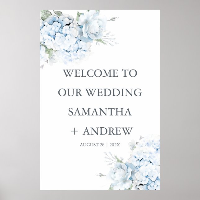 Blue Hydrangea Hochzeitssymbol gedruckt Poster (Vorne)