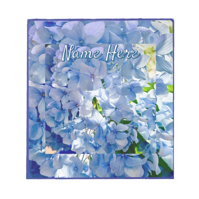 Blue Hydrangea Individuelle Name-Adresse Notizblock (Vorderseite)