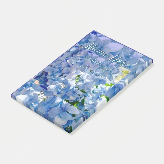 Blue Hydrangea Individuelle Name-Adresse Post-it Klebezettel (angewinkelt)