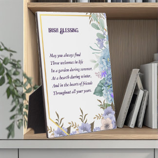 Blue Hydrangea Irish Blessing Gebet St Patrick's Fotoplatte
